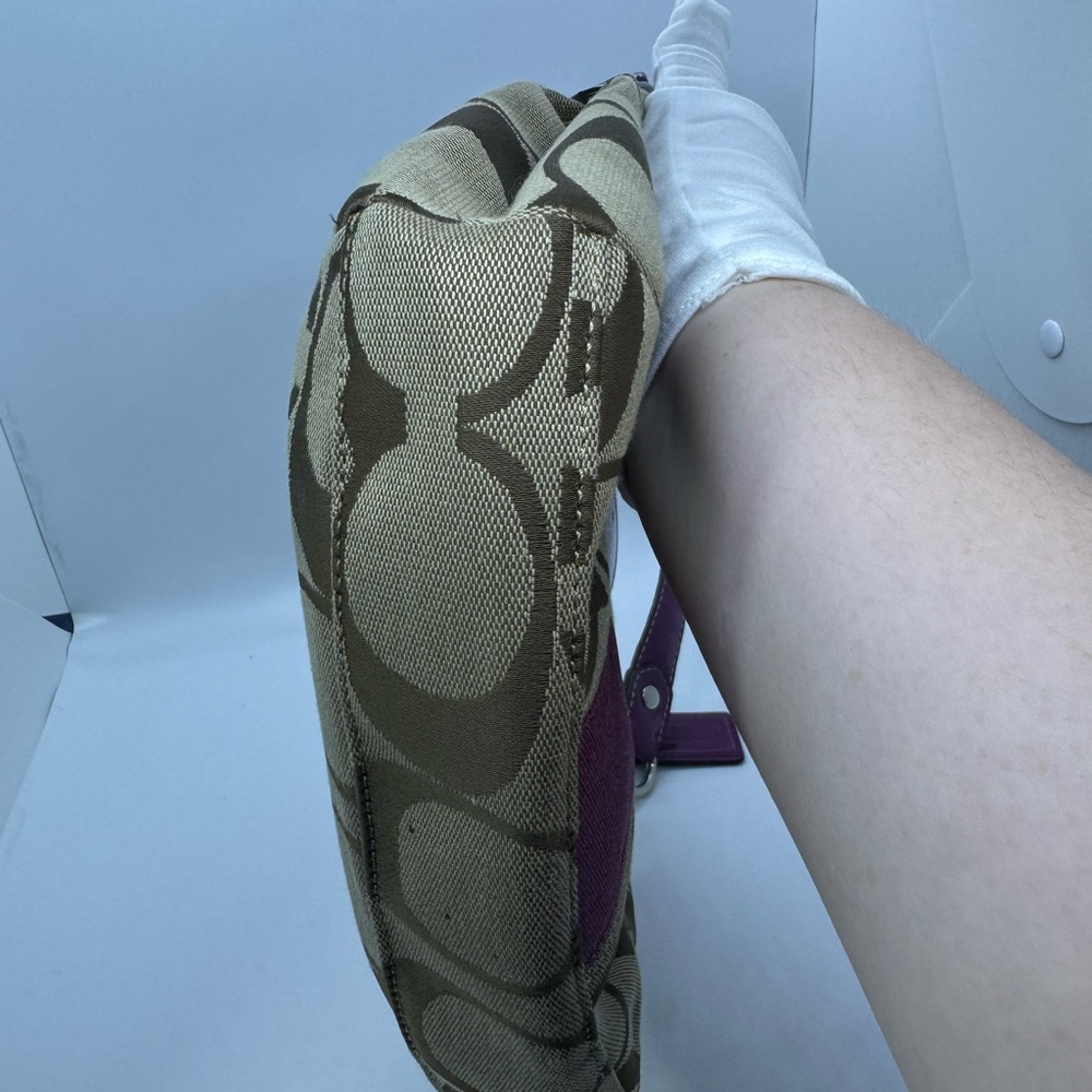 COACH Demi Purse Brown Magenta Sign. Canvas Leather F19218 W/ Crossbody Strap - Picture 4 of 16